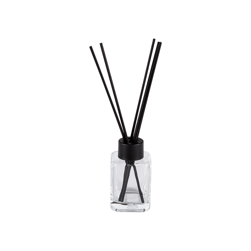 Buidéal Diffuser Cearnóg HJ-RX2248 le caipín Plaisteacha Muineál Scriú agus Greamán Snáithín Neamhlonrach Dubh