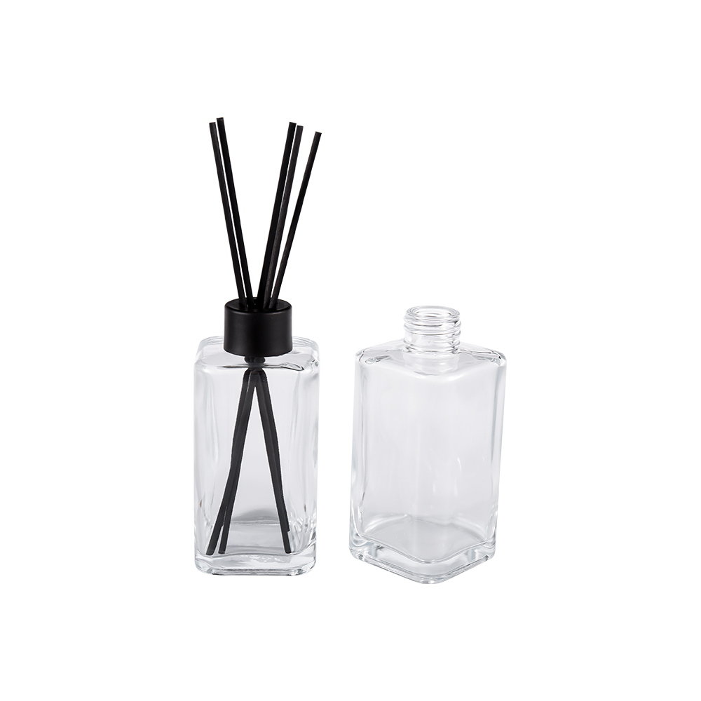 HJ-RX2247 Buidéal cumhartheiripe Gloine Soiléir Cumas Mór Cap Buidéal Dubh Neamhlonrach Cap Alúmanam Greamán Snáithín