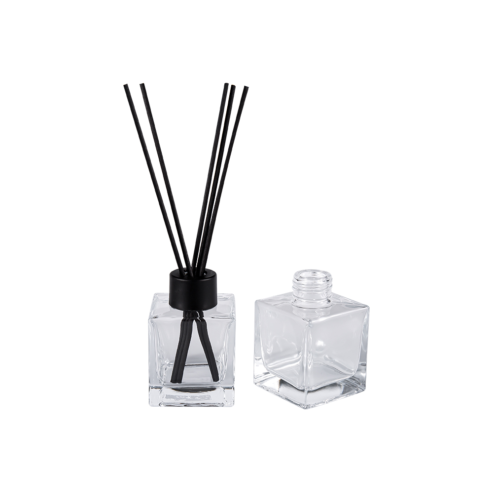 HJ-0309# Buidéal cumhartheiripe Gloine Cearnógach 24MM Cap Plaisteach Dubh Neamhlonrach Greamán Snáithín Caipín Alúmanam