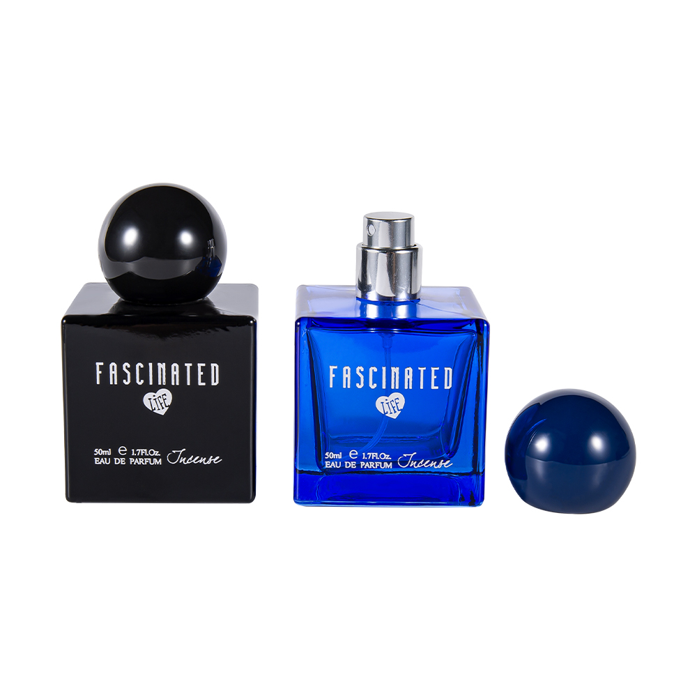 KY145-WJ2537 50ML Ciúb Dath Clóbhuailte Buidéal Cumhráin Gloine le caipín Plaisteacha UV Sféarúil