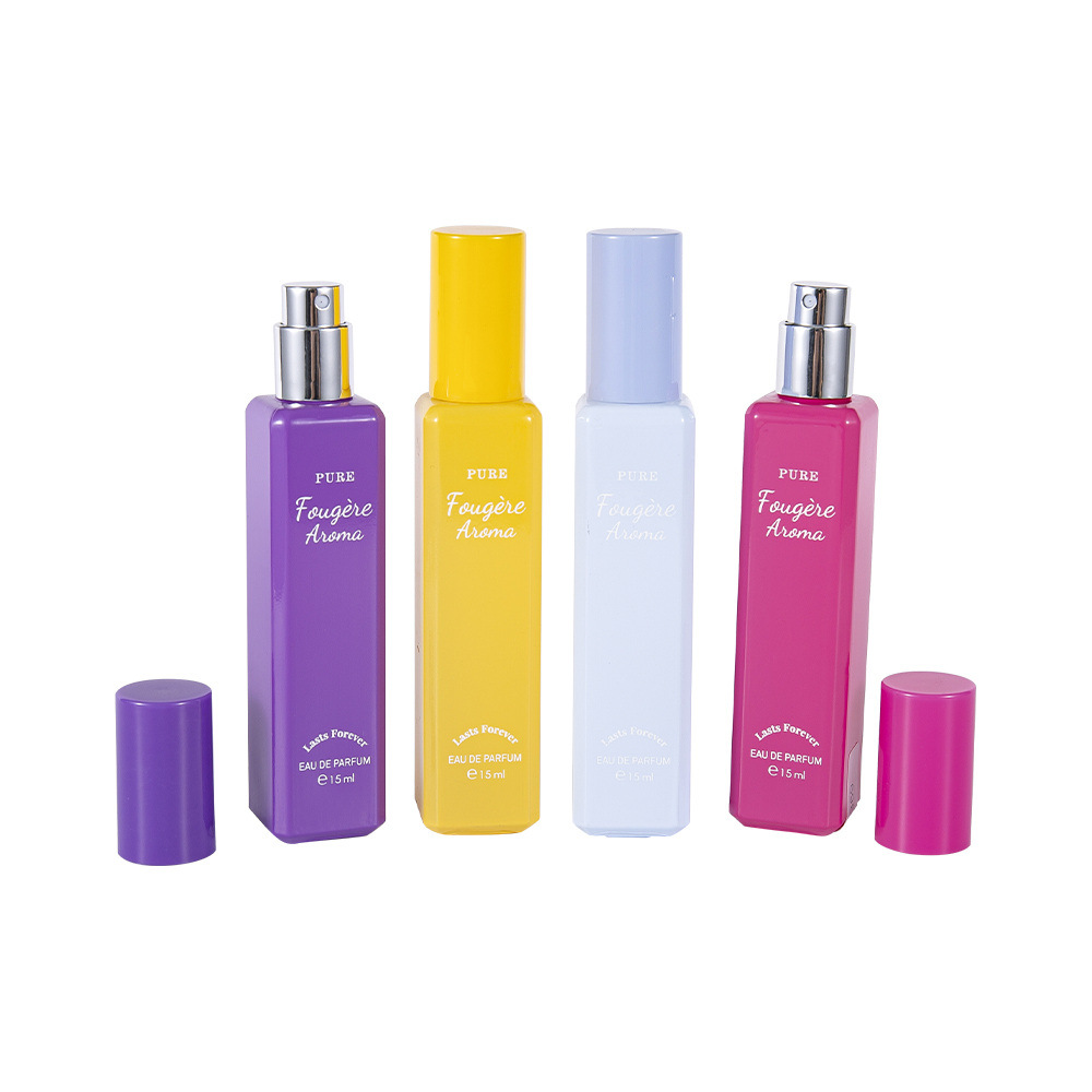 GC4222-WJ2369 15ML Cumas Beag Buidéal Cumhráin Gloine Brataithe Le caipín Plaisteacha PP ildaite