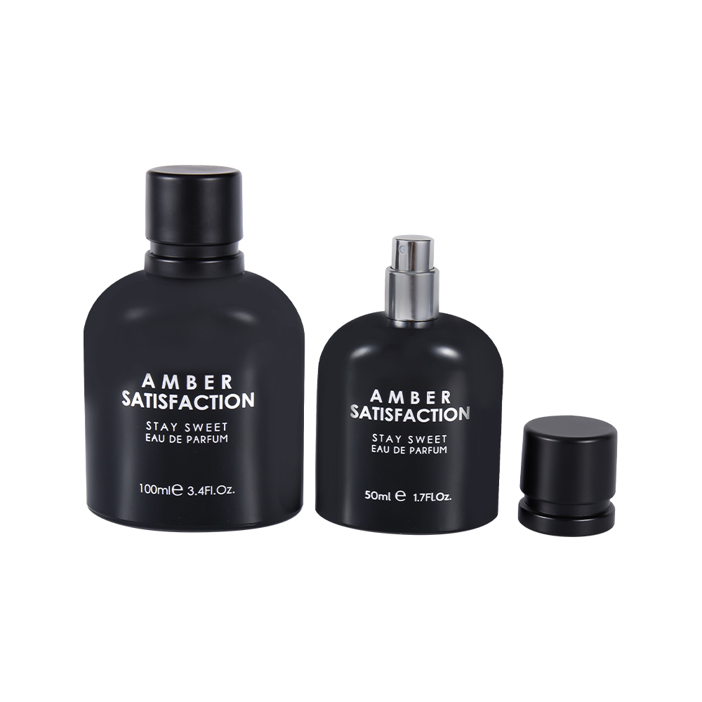 GC3849-WJ176 50ML Dath Brataithe Buidéal Cumhráin Gloine Clóbhuailte Dubh Geal le caipín Plaisteach ABS PP